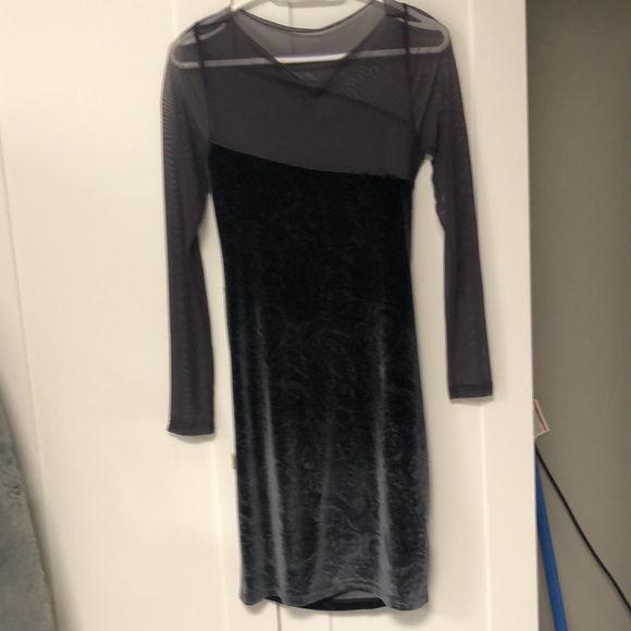 Velvet patterned 👗 dress with mesh - great party 🎉 dress - Picture 4 of 6